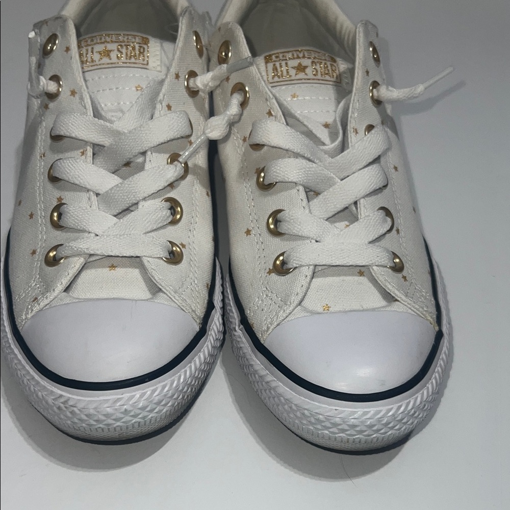Converse Kids White and Gold Star Sneakers - Picture 5 of 9